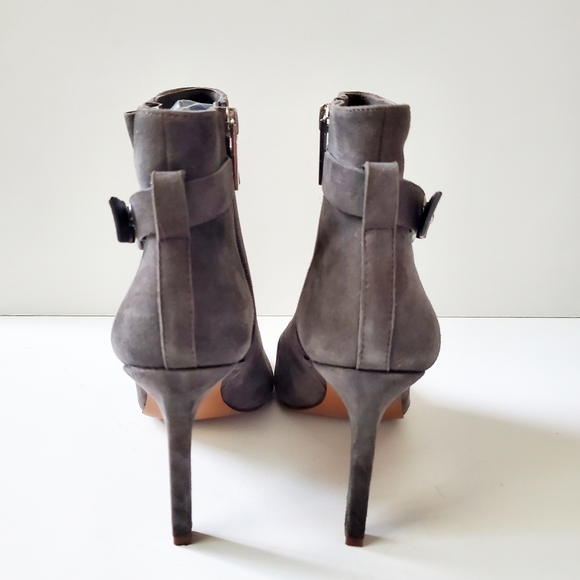 BCBGeneration Carolina Gray Suede Peep Toe Booties - Picture 4 of 6
